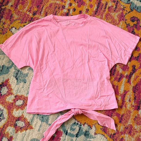 a new day Pink Short Sleeve Tie-Front Top - Picture 1 of 4